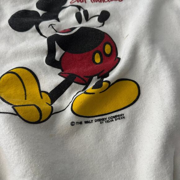 Vintage Y2K 80's Walt Disney Mickey Mouse White San Francisco Sweatshirt Large - Picture 2 of 6